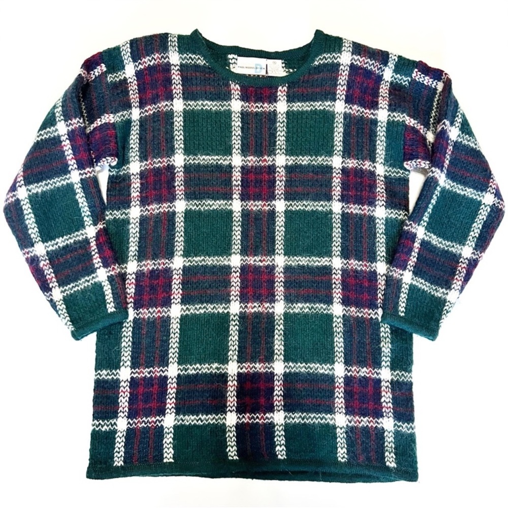 Vintage Paul Harris Design tartan plaid mohair wool sweater